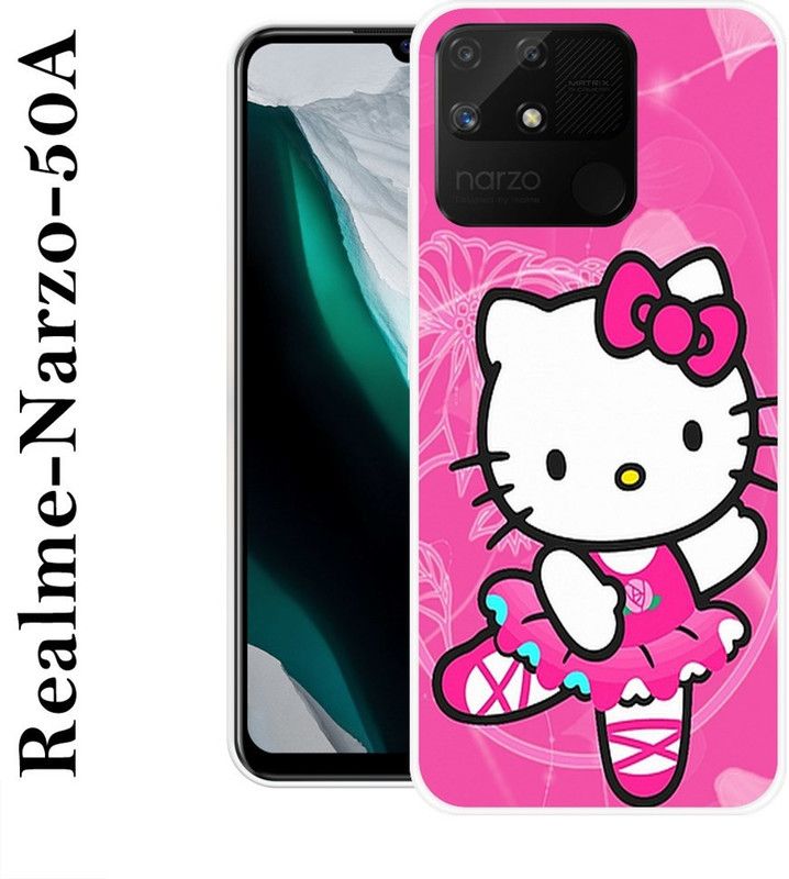 REDFLY Back Cover for Realme Narzo 50A  (Pink, White, Grip Case, Silicon)