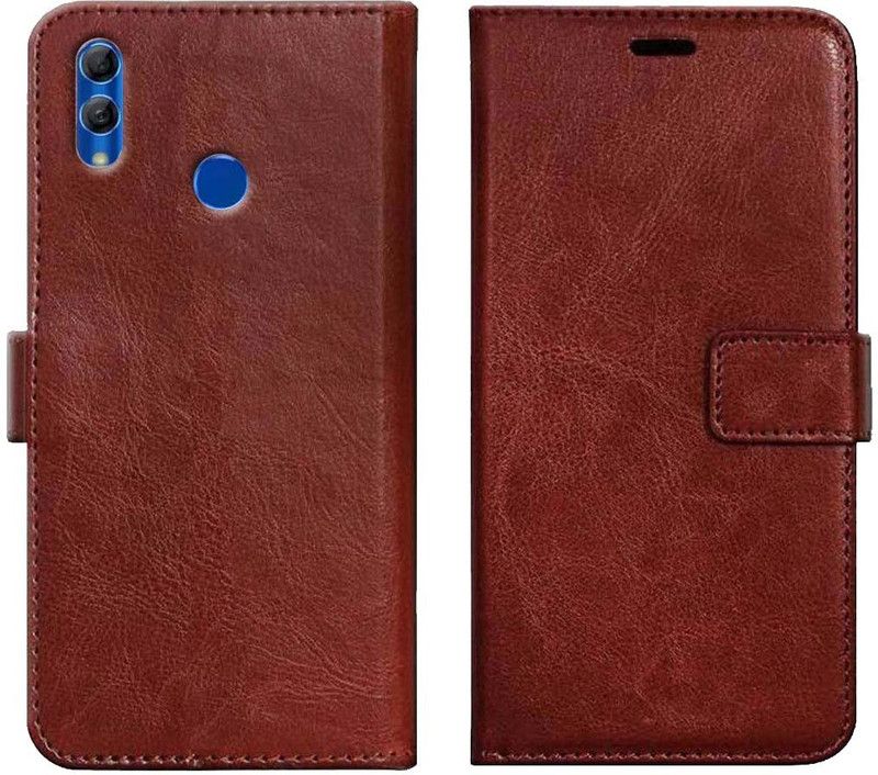 Trap Wallet Case Cover for Huawei Honor 10 Lite  (Brown, Shock Proof, Pack of: 1)