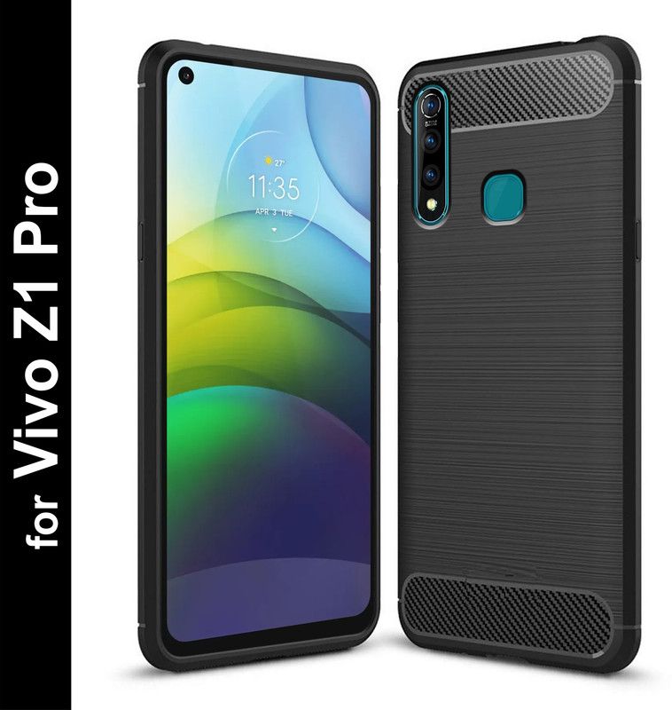 CaseRepublic Back Cover for Vivo Z1 Pro  (Black, Grip Case, Silicon, Pack of: 1)