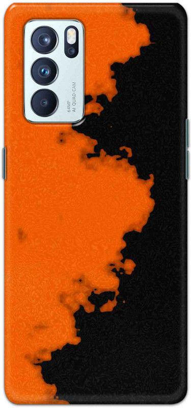 NDCOM Back Cover for OPPO Reno6 Pro 5G Orange Black Pattern Printed  (Multicolor, Hard Case, Pack of: 1)