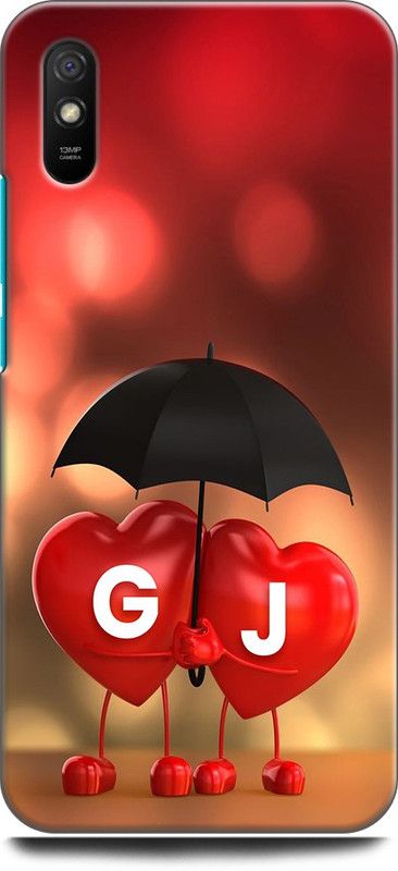 KEYCENT Back Cover for REDMI 9i Sport G J, G LOVES J, NAME, LETTER, ALPHABET, GJ LOVE, HART, BLUE  (Multicolor, Shock Proof, Pack of: 1)