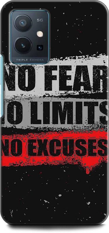 Wall Art Back Cover for Vivo T1 (5G) NO FEAR NO LIMITS NO EXCUSES, MOTIVATIONAL, LIFE QUOTES, POSITIVE  (Multicolor, Dual Protection, Pack of: 1)
