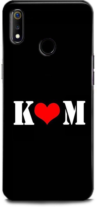 Afterglow Back Cover for Realme 3i K M, K LOVES M, NAME, LETTER, ALPHABET, KM LOVE, HART  (Multicolor, Shock Proof, Pack of: 1)