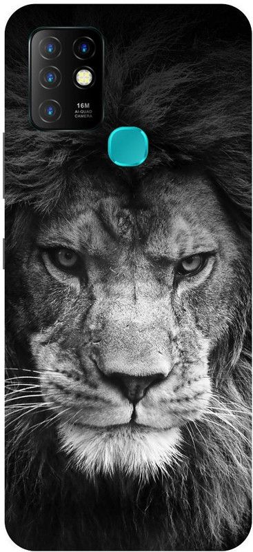 FIKORA Back Cover for Infinix Hot 10, X682B, LION, THE, KING, OF, JUNGLE  (Grey, Hard Case, Pack of: 1)