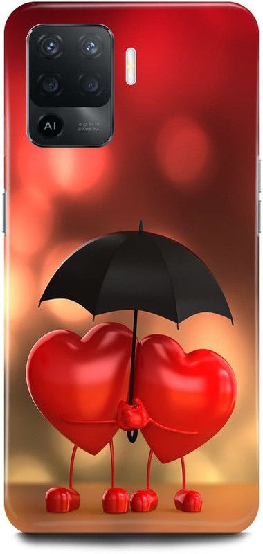 JUGGA Back Cover for OPPO F19 Pro, HEART, UMBRELLA, LOVE, COUPLE  (Red, Hard Case, Pack of: 1)