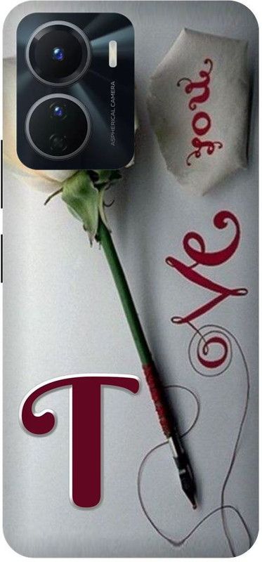 FRONK Back Cover for vivo Y16, V2204, T, NAME, LETTER, ALPHABET, LOVE  (Silver, Hard Case, Pack of: 1)