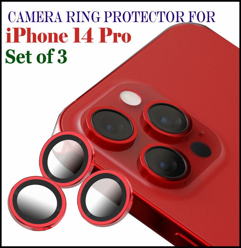 Ychroze Back Camera Lens Ring Guard Protector for iPhone 14 Pro (Red Color)  (Pack of: 1)