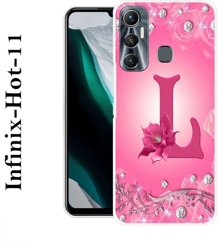 KUDI Back Cover for Infinix Hot 11  (Pink, Silver, Silicon)