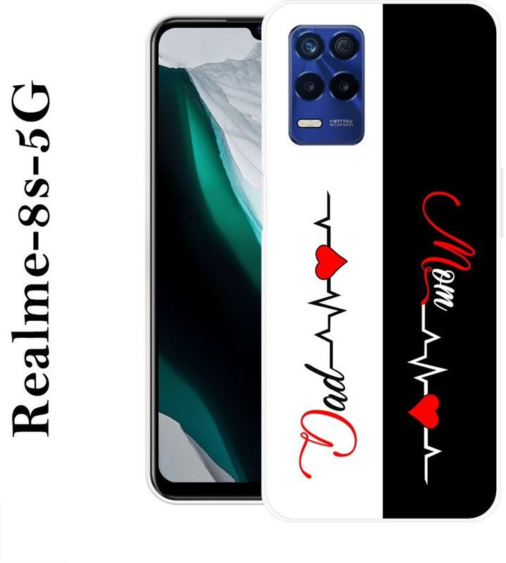 Sswastik Back Cover for Realme 8s 5G  (Black, White, Grip Case, Silicon)