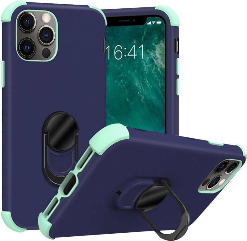 DuraSafe Cases Back Cover for iPhone 12 iPhone 12 PRO - 6.1 Inch 2020 Triple-layered Hybrid Case With Magnetic Carmount  (Blue, Ring Case, Silicon)