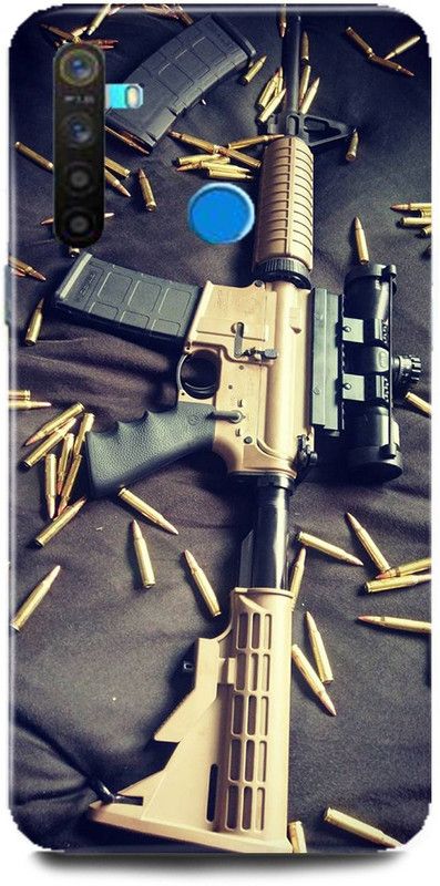 MP ARIES MOBILE COVER Back Cover for Realme 5 Pro, RMX1971,gun,pistol,bandook,ak47,rifel,pubg,bullets,  (Multicolor, Hard Case, Pack of: 1)