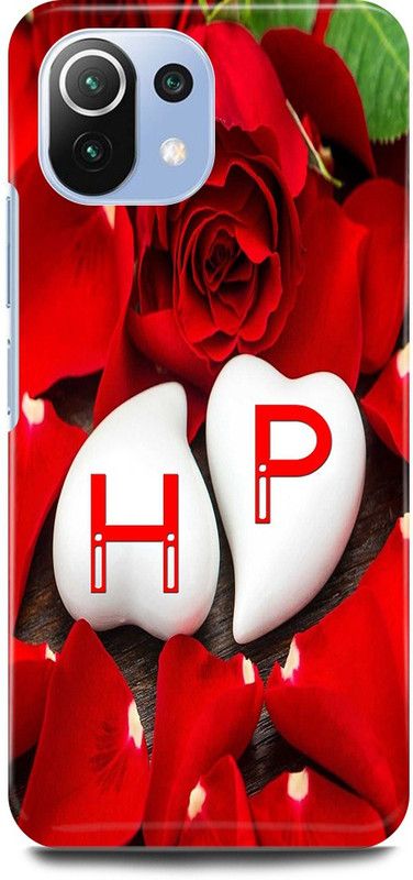 JUGGA Back Cover for Xiaomi 11Lite NE, H LOVES P NAME,H NAME, P LETTER, ALPHABET,H LOVE P NAME  (Red, Hard Case, Pack of: 1)