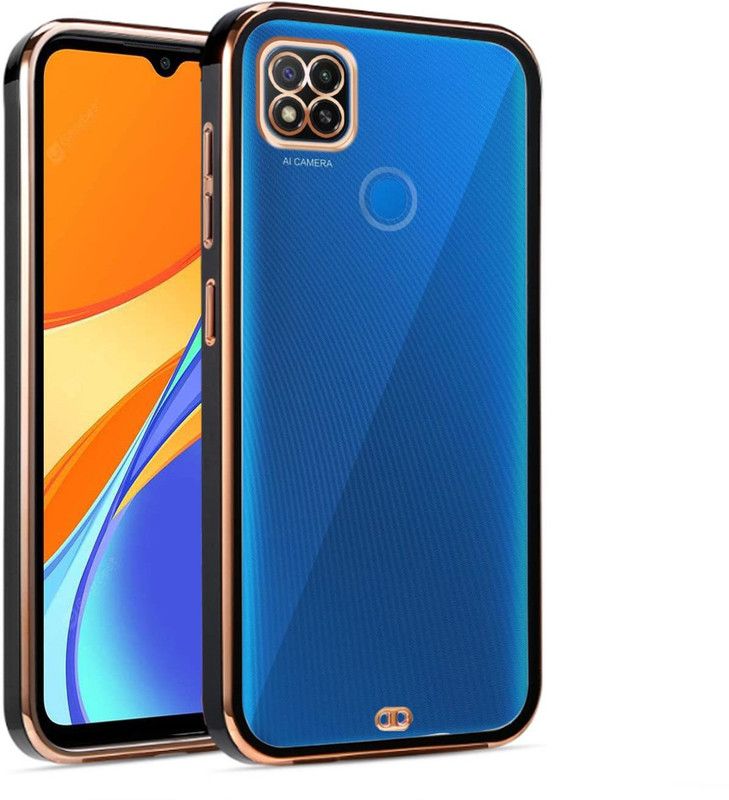 ClickAway Back Cover for Xiaomi Redmi 9C 9 Activ Poco C31 |Electroplated Square Platting Chrome Case  (Black, Grip Case, Pack of: 1)