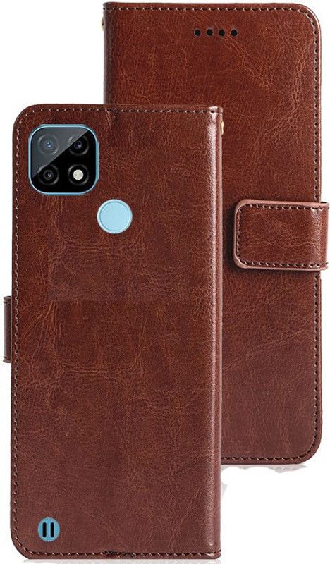 MG Star Flip Cover for Realme C25Y  (Brown, Shock Proof, Pack of: 1)