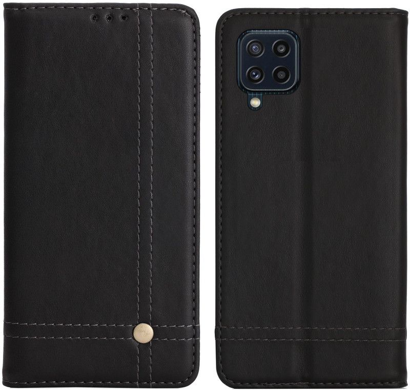 HEAVY DUTY Wallet Case Cover for Samsung Galaxy M32 4G {NOT FOR "Galaxy M32 5G"}  (Black, Magnetic Case, Pack of: 1)