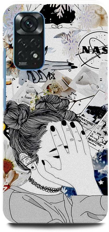 play fast Back Cover for Redmi Note 11 CUTE, GIRL, LOVELY, GIRL, SKETCH, ART  (White, Hard Case, Pack of: 1)