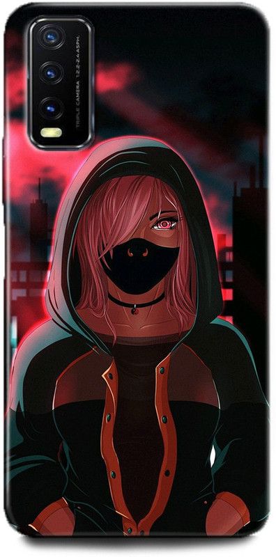INDICRAFT Back Cover for Vivo Y12G, V2068 GIRL, HOOD, ANIME, MASK, GIRL, SPARKS, TEXTURE, ART, GLANCE  (Multicolor, Dual Protection)