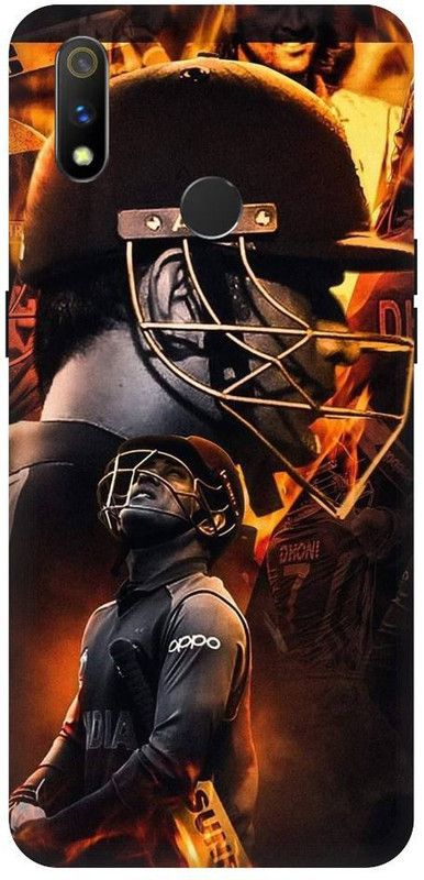 URCHIN Back Cover for Realme 3 MS Dhoni, Dhoni, CSK, Dhoni, Mahi, Cricket  (Multicolor, Shock Proof, Pack of: 1)
