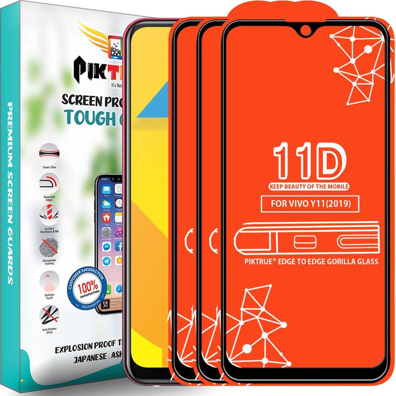 PikTrue Edge To Edge Tempered Glass for Vivo Y11  (Pack of 3)