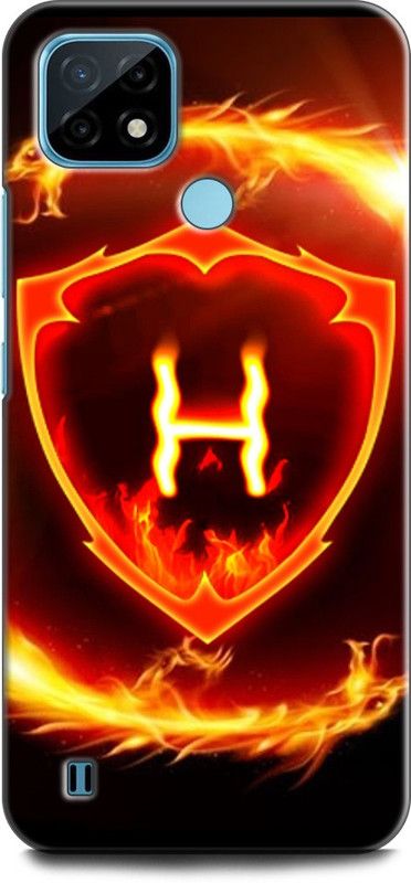 INDICRAFT Back Cover for Realme C21Y, RMX3261 H, H LETTER, FIRE, H NAME, H ALPHABET  (Multicolor, Dual Protection, Pack of: 1)