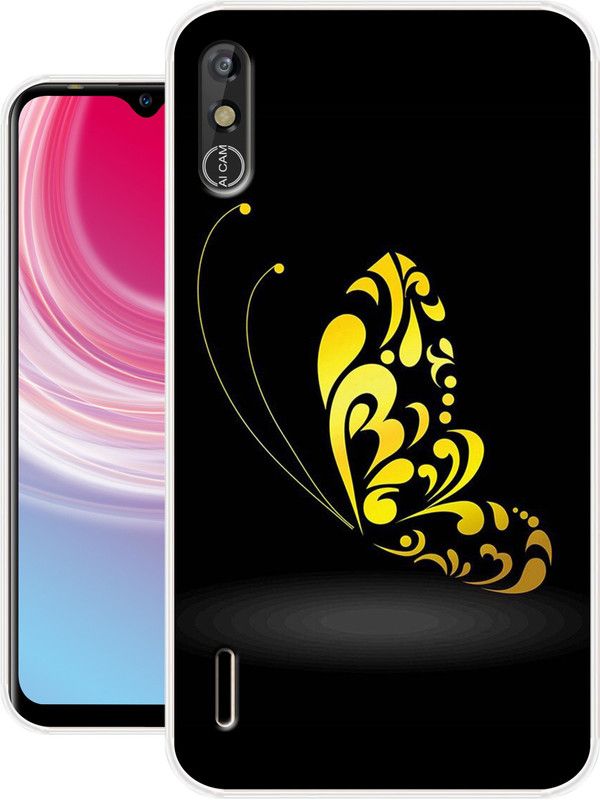 Discount Master Back Cover for Tecno Spark Go  (Black, Yellow, Dual Protection, Silicon, Pack of: 1)