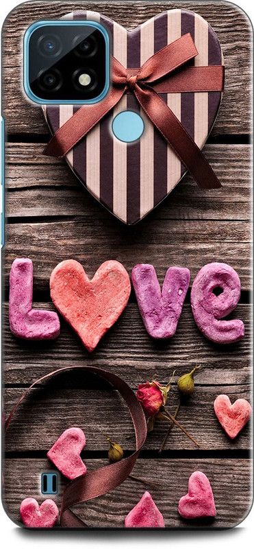 INDICRAFT Back Cover for Realme C21Y, RMX3261 HEART, WOODEN HEART, LOVE, WOOD, ABSTRACT ART  (Multicolor, Dual Protection, Pack of: 1)