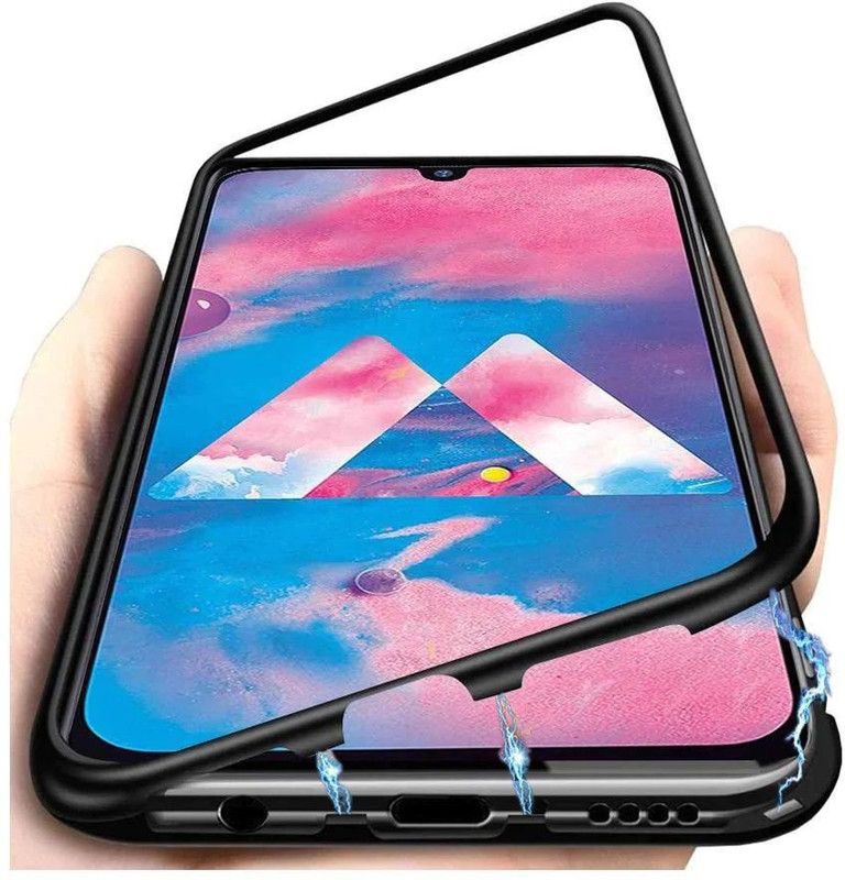 DealClues Front & Back Case for Samsung Galaxy M30 , Electronic Auto-Fit Magnetic Wireless Edition Aluminium Series Case Cover  (Black, Dual Protection, Pack of: 1)