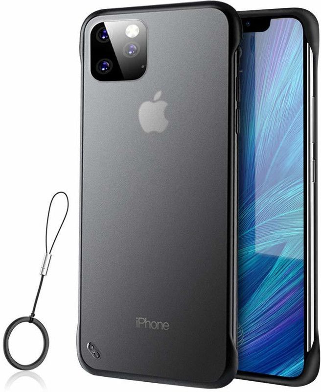 Vaku Luxos Back Cover for Apple iPhone 11 Pro Max Frameless Semi Transparent Case with Metal Ring (6.5 inch/2019 Released)  (Black, Shock Proof, Pack of: 1)
