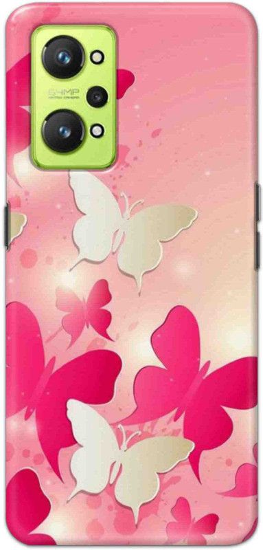 NDCOM Back Cover for Realme GT 2 Pink Butterfly Printed  (Multicolor, Hard Case, Pack of: 1)