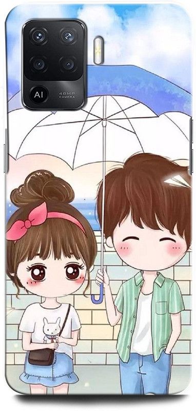 ORBIQE Back Cover for OPPO F19 Pro CPH2285 GIRL BOY LOVE, ANIME, SWEET COUPLE, TOGETHER, COUPLE KISS  (Multicolor, Hard Case, Pack of: 1)