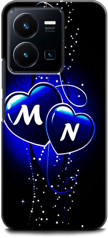 WallCraft Back Cover for Vivo Y35, V2205 M N, M LOVES N, NAME, ALPHABET, MN LOVE, HART, BLUE  (Multicolor, Dual Protection, Pack of: 1)