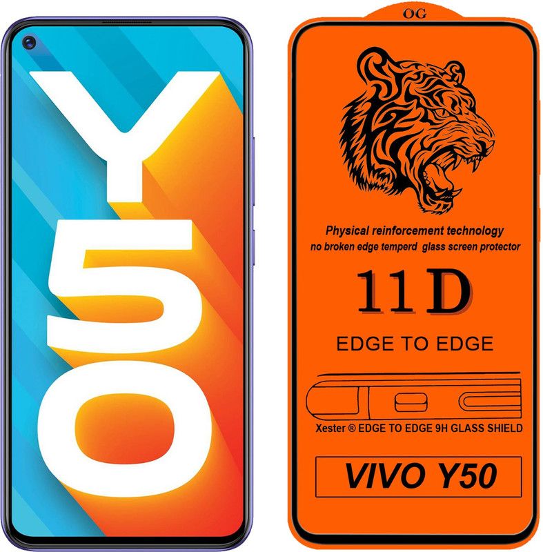 FIVE-O Edge To Edge Tempered Glass for : Vivo Y50  (Pack of 1)