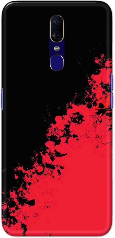 NDCOM Back Cover for OPPO F11 Red Black Printed  (Multicolor, Hard Case, Pack of: 1)