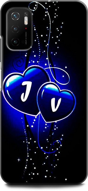 WallCraft Back Cover for POCO M3 Pro 5G J V, J LOVES V, NAME, LETTER, ALPHABET, JV LOVE, HART, BLUE  (Multicolor, Dual Protection, Pack of: 1)