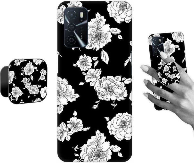 COBIERTAS Back Cover for Oppo A55  (Black, White, Cases with Holder, Pack of: 2)
