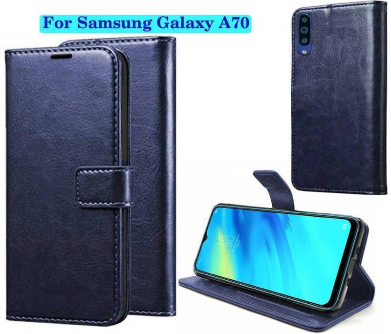Finely Flip Cover for Samsung Galaxy A70  (Blue, Pack of: 1)