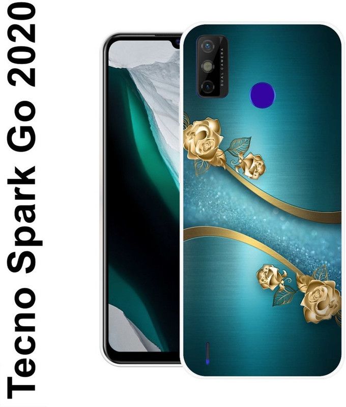 REALKING Back Cover for Tecno Spark Go 2020, Tecno Spark 6 Go, Tecno Spark Go 2021  (Green, Gold, Grip Case, Silicon)