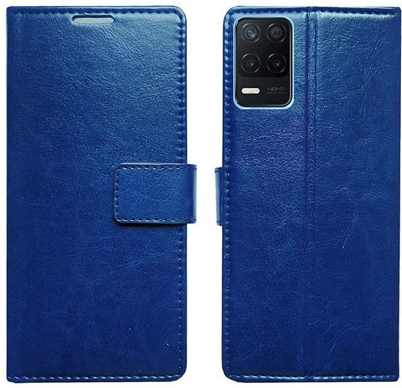 Coverage Flip Cover for Realme 8s 5G  (Blue, Dual Protection, Pack of: 1)