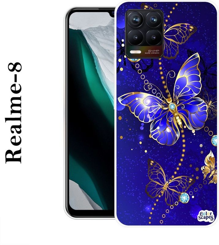 REALKING Back Cover for Realme 8  (Blue, Gold, Grip Case, Silicon)