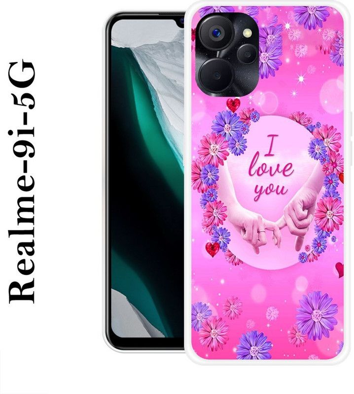 REALKING Back Cover for Realme 9i 5G  (Pink, Purple, Silicon)