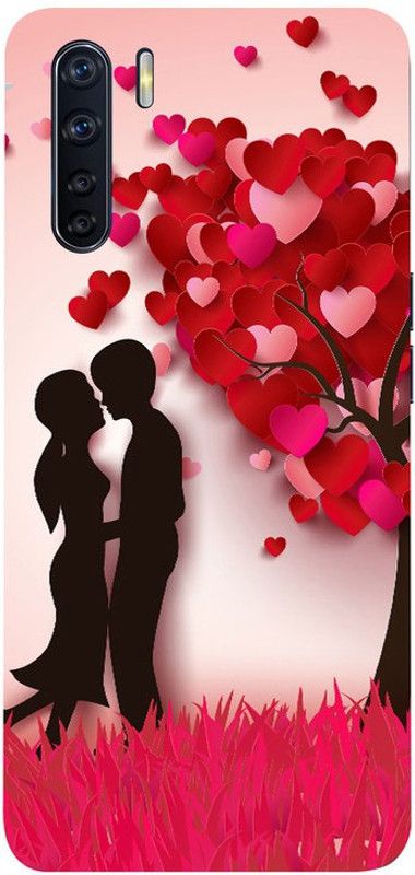 Skyhawk Back Cover for Oppo F15 Boy and Girl in Love Tree Heart  (Multicolor, Waterproof, Silicon, Pack of: 1)