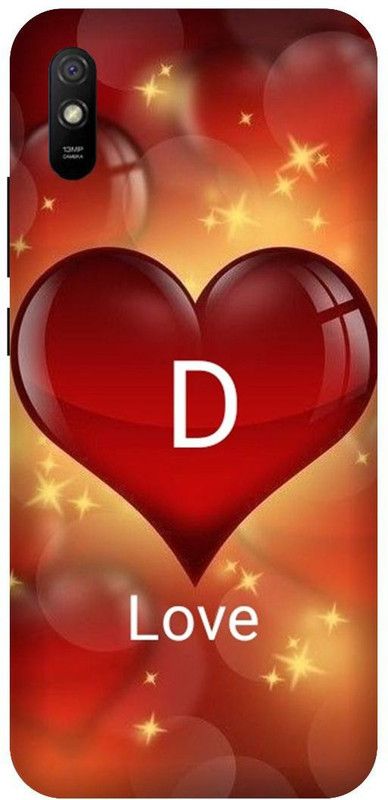 PHONE WALEY.COM Back Cover for Redmi 9i ,MZB080UIN , D letter,D name D word , Printed Back Cover  (Yellow, Hard Case, Pack of: 1)