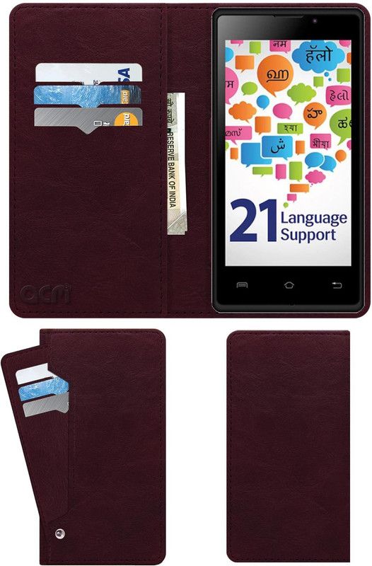 ACM Flip Cover for Lava Iris 465  (Maroon, Cases with Holder, Pack of: 1)