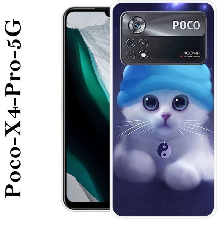Sswastik Back Cover for Poco X4 Pro 5G  (Blue, White, Silicon)