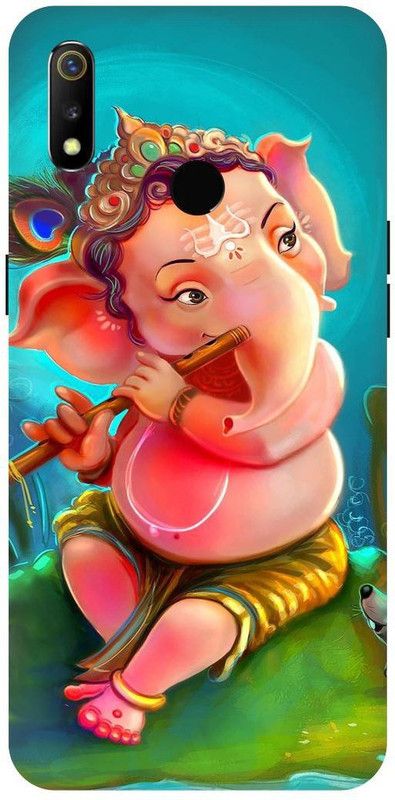 PICHKU Back Cover for REALME 3-RMX1821-GREEN,GANESH,JI,GANPATI,BAPPA,MORIYA,BHAGWAN,HINDU,SHIV,LEAF  (Brown, Hard Case, Pack of: 1)