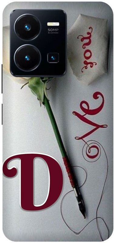 FRONK Back Cover for vivo Y22, V2207, D, NAME, LETTER, ALPHABET, LOVE  (Silver, Hard Case, Pack of: 1)