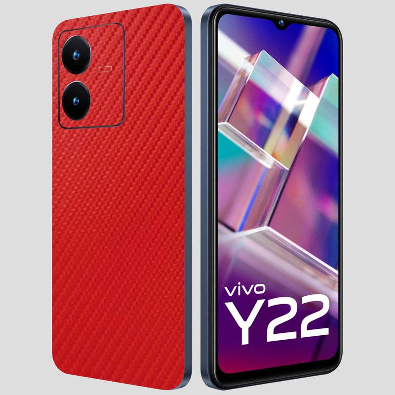 Skinex Vivo-Y22 Mobile Skin  (Red Mobile Skin With camera protector (Back + Camera + Side))
