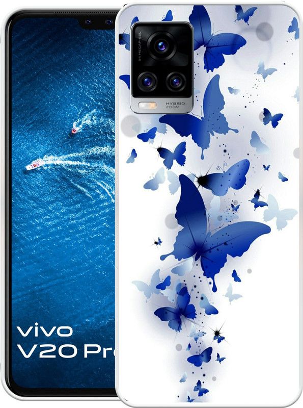 PAEDICON Back Cover for Vivo V20 Pro 5G  (White, Blue, Grip Case, Silicon, Pack of: 1)