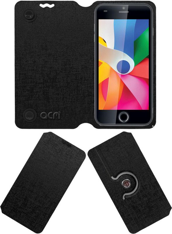 ACM Flip Cover for Iball Cobalt 4.7d Oomph  (Black, Cases with Holder, Pack of: 1)
