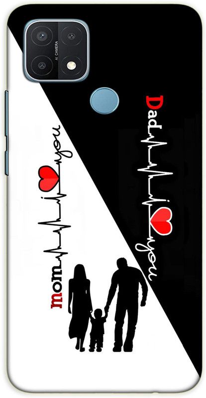 iprinto Back Cover for Oppo A15, Oppo A15s Mom Dad Love Mom & Dad Love Back Cover  (White, Hard Case)